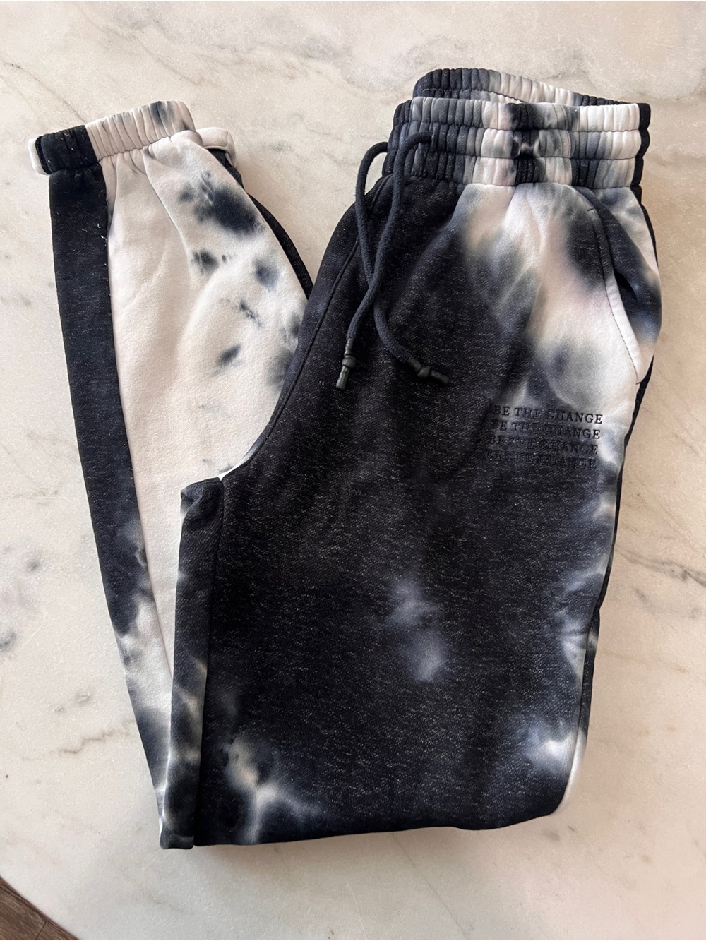 Vitality Tie-Dye Black & White Jogger Sweat Pants Size Medium
